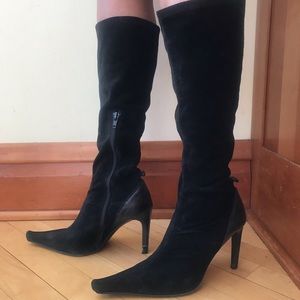 Black suede boots